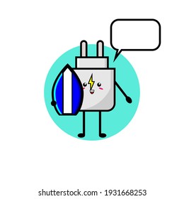Illustration design of cute charger character carrying sky board