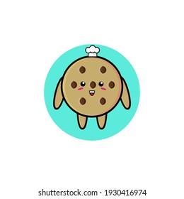 Illustration design of cute cookie character wearing a chef's hat