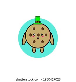Illustration design of cute cookie character wearing green hat