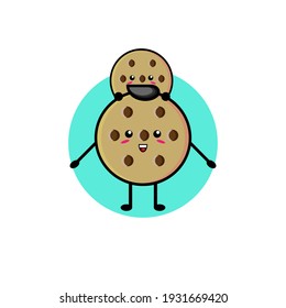 Illustration design of a cute cookie character holding a child