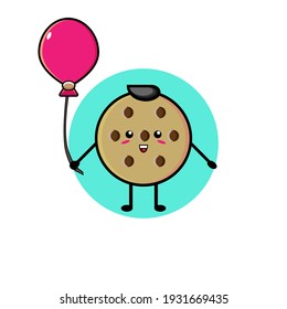 Illustration-Design süßer Cookie-Charakter mit Ballons