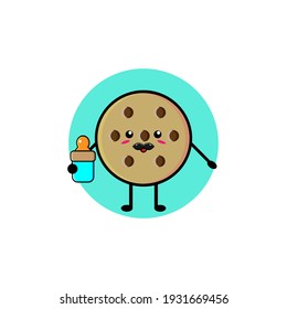 Diseño de la ilustración de un personaje de una cookie linda que lleva un punto