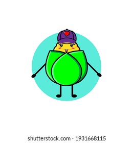 Diseño ilustrativo de un lindo personaje de maíz con sombrero