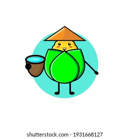 Illustration design of cute corn character being a farmer