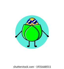 Diseño ilustrativo de un lindo personaje de maíz usando gafas