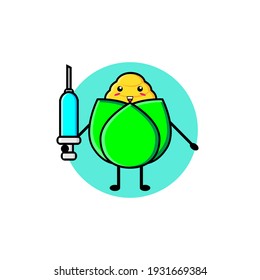 Ilustración diseño del lindo personaje de maíz con inyección de carga
