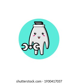 Illustration design of cute ghost character carrying a mechanical barbell