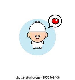 Illustration design of a cute Muslim kid in love