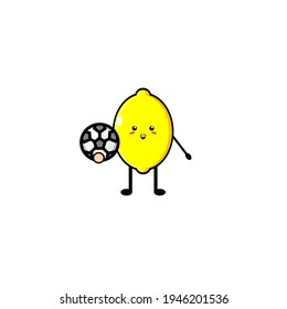 Illustration design of cute orange character playing ball