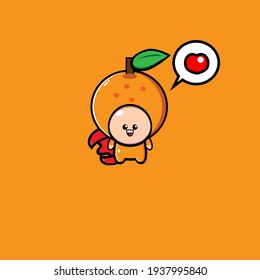 Illustration Design süßer orangefarbener Figuren in rotem Gewand, verliebt