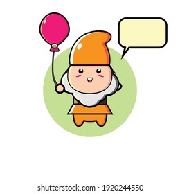 Diseño de ilustración de enano adorable naranja cargando globos