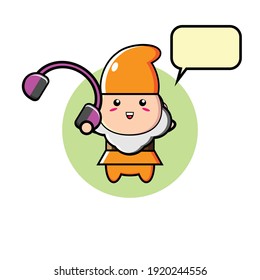 Illustration design of cute orange dwarf carrying headphones
