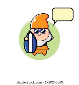 Illustration design of cute orange dwarf with glasses holding a skateboard