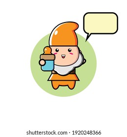 Illustration design of cute orange dwarf carrying a baby