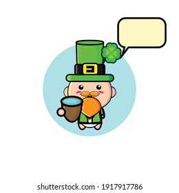 Illustration design of cute patrick character drinking water