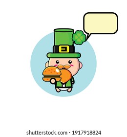 Illustration design of cute patrick character carrying bread