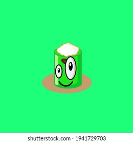Illustration design of cute putu cake traditional food character has big eyes