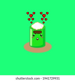 Illustration design of cute putu cake traditional food characters in love