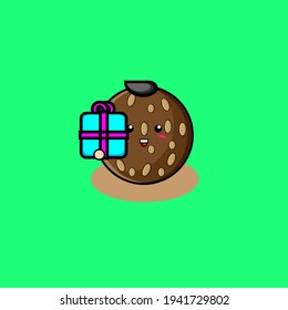 Illustration design of cute traditional "dumplings" food character carrying gifts
