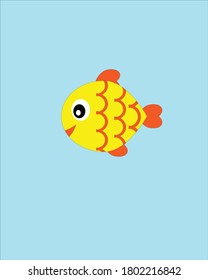 Illustration design of cute yellow fish with orange pattern