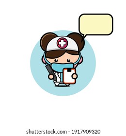 Illustration Design cutesy characters nurse taking notes