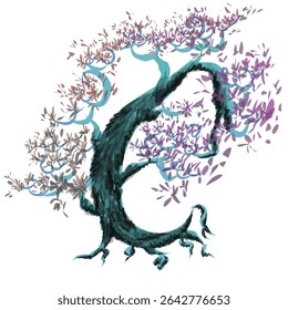 illustration design of a decorative tree with lush and beautiful colorful leaves