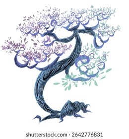 illustration design of a decorative tree with lush and beautiful colorful leaves