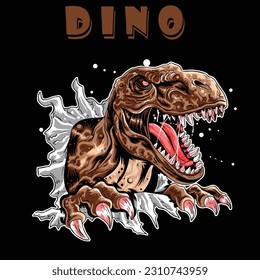 illustration design of dinosaur with black background for shirts