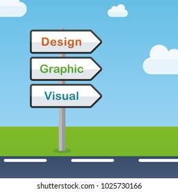 Illustration of design direction signs abstract concept