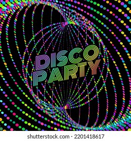 Ilustración diseño disco retro fondo de fiesta vector. música colorida
