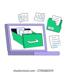 Un diseño de ilustración de cajón de documentos