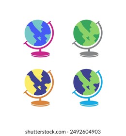 Illustration design of earth globe world map icon with various colors