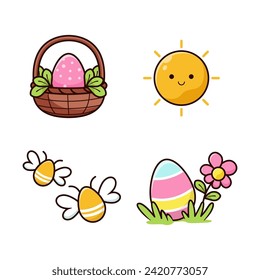 diseño ilustrativo de elementos de diseño temáticos del día de Pascua