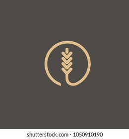 Illustration design of elegant, premium and royal logotype leaf . Vector icon of gold ear. Vector stock logo, abstract nature sign.