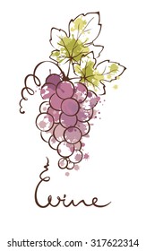 Ilustración, elemento de diseño - uvas. Color de agua de salpicadura.
