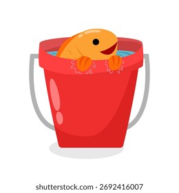ilustração design de peixe em um balde, gráficos vetoriais