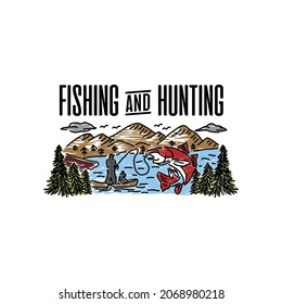 illustration design for fishing and adventure