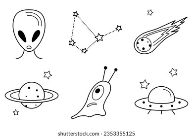 illustration design of a flat UFO icon, a simple vector symbol of an alien ship, alien, space.