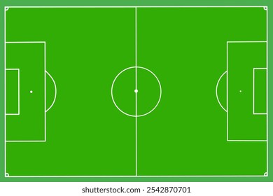 Illustration design of a football field seen from above with green grass