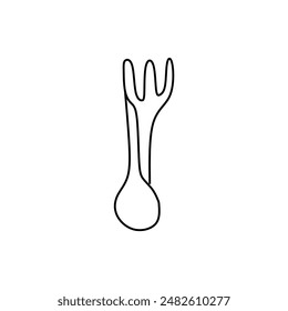 illustration design of a fork and spoon together, in a lineart.restaurant.food place style