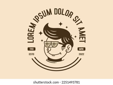 Diseño de ilustración de un hombre de cara gracioso con gafas de pelo retro