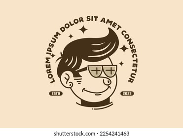 Diseño de ilustración de un hombre de cara gracioso con gafas de pelo retro