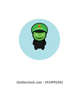 Illustration design of a goblin character wearing a police hat