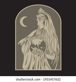 illustration design graphic of god of earth, perfect for design, t shirt design, merchandise