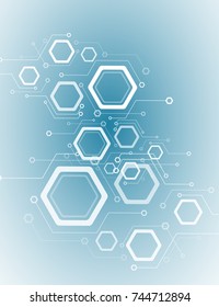 illustration design graphic over a blue background, Hexagons arrangement of hexagons