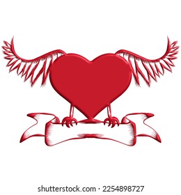 Illustration design graphic vector love logo with 3D pink colored wings. Perfect for logos, icon themes of love and affection