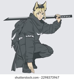 illustration design graphic of woman and sword perfect for design
