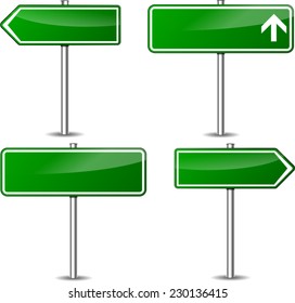 illustration of design green road signs set