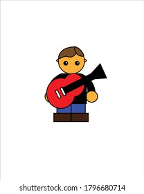 Illustration design of a guitar player in black