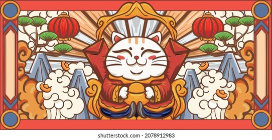 Illustration design of hand drawn cartoon cat

